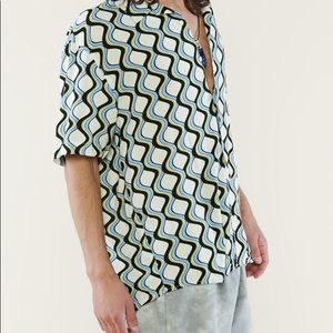 Earthbound Papyrus button down camp shirt blue